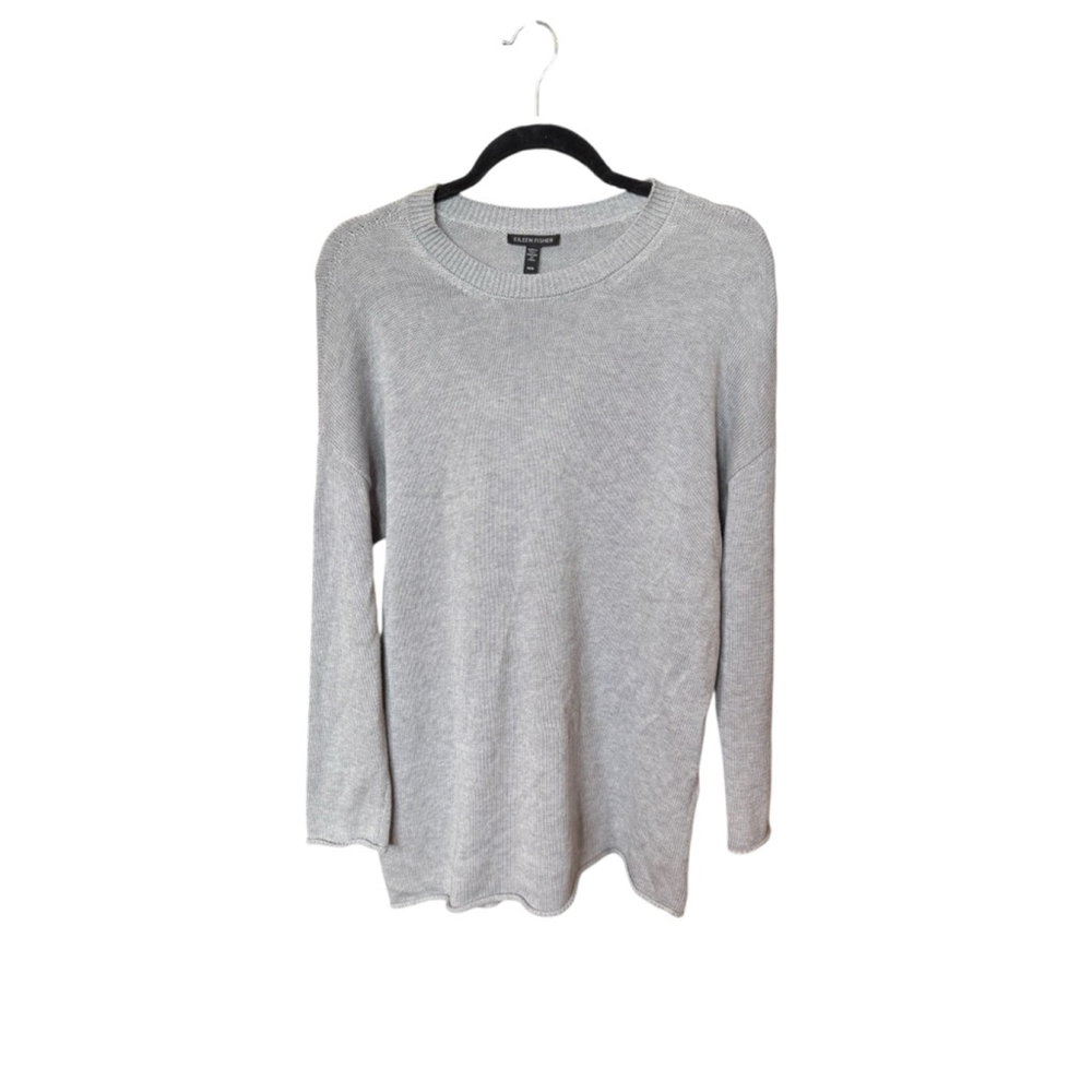 Eileen Fisher Organic Cotton Blend Gray Sweater Size Medium